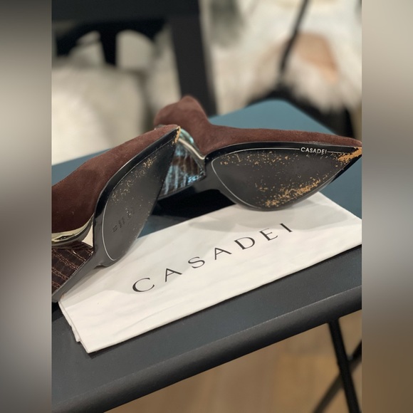 CASADEI Suede and Reptile Print Wedges - Picture 3 of 5